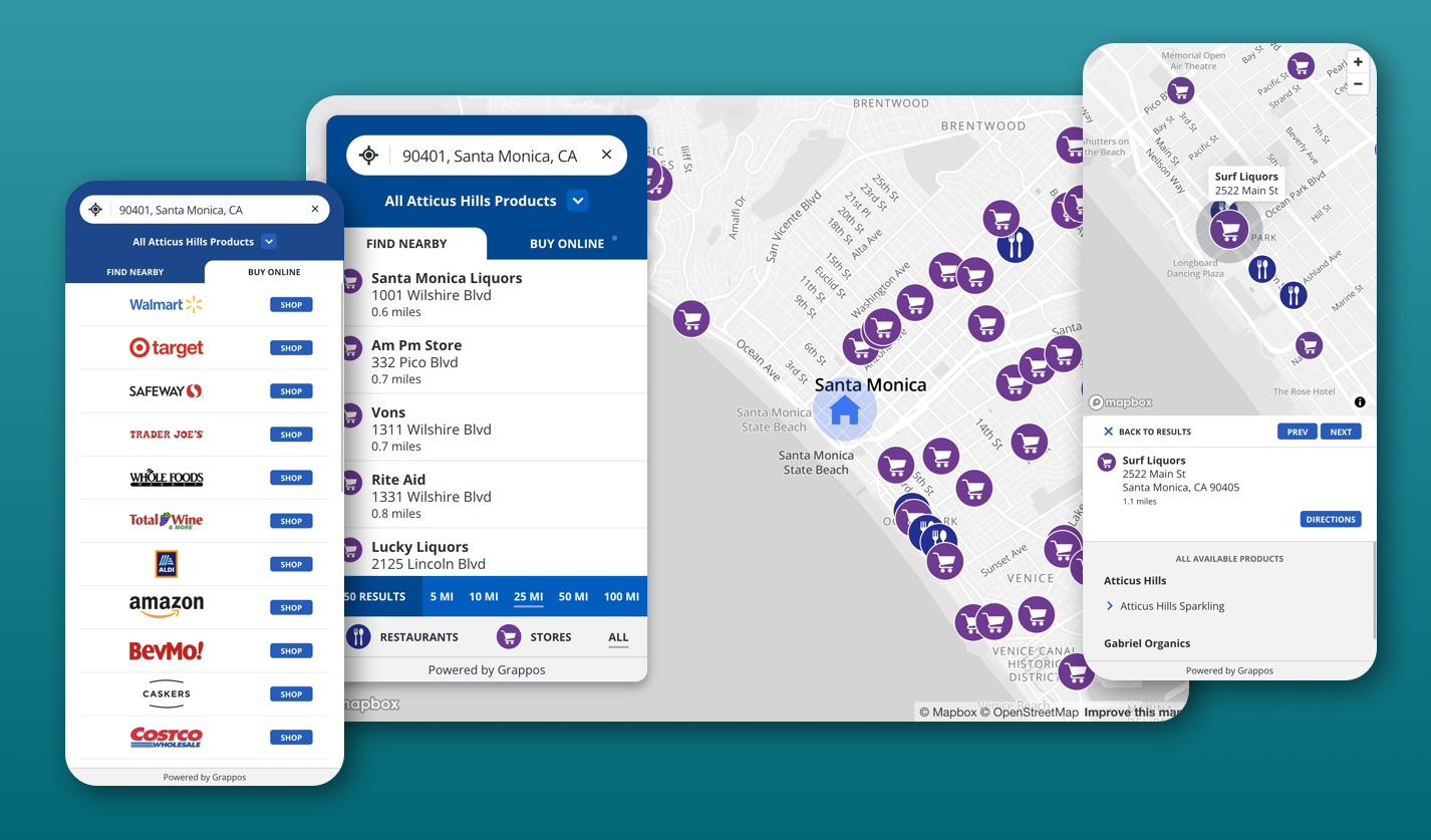 Embeddable Product Locator app for Beverage and CPG brands